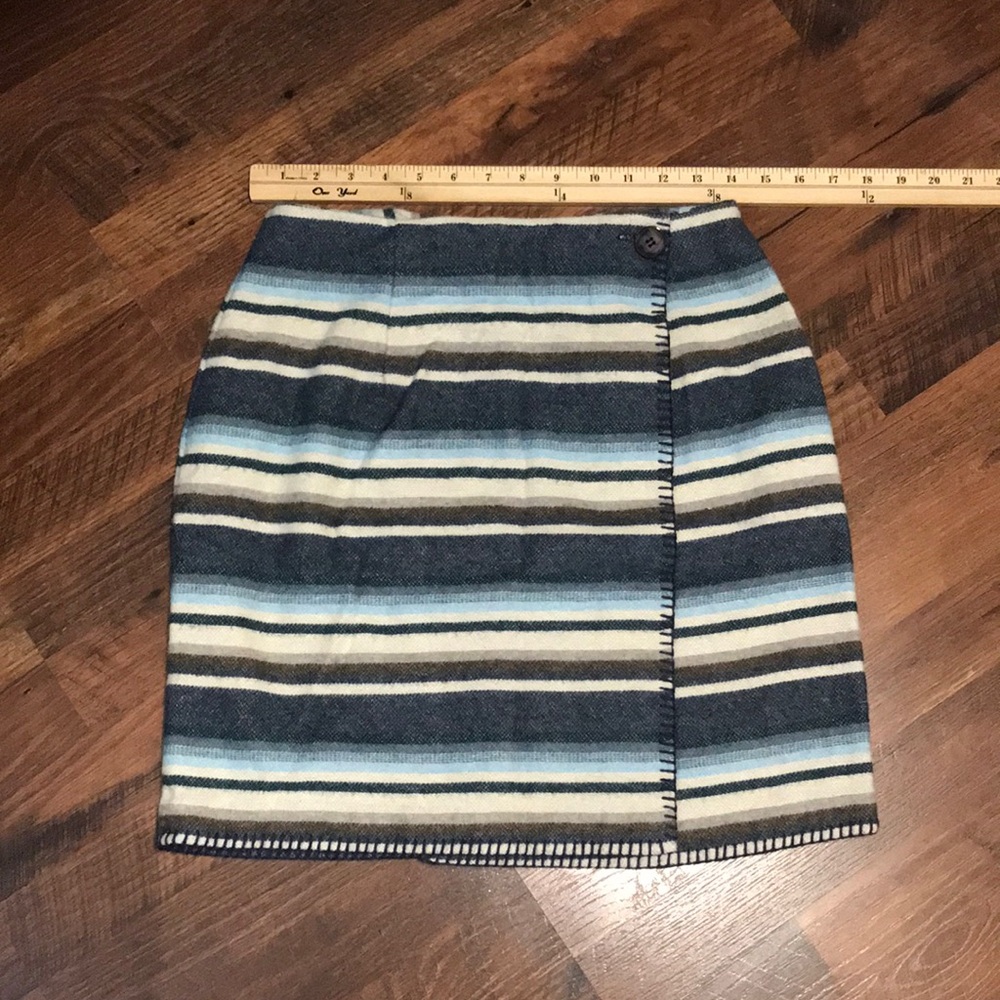 Vintage 90s Southwestern Striped Blue and Cream Women’s Mini Skirt